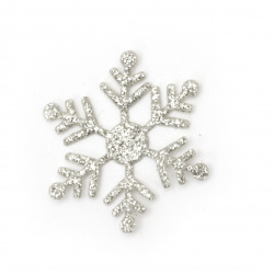 Snowflake brocade textile 30 mm color silver -20 pieces