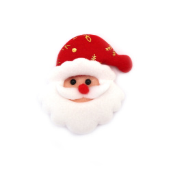Textile Santa Claus Ornament with a Colorful Hat with Gold / 75x65 mm - 2 pieces