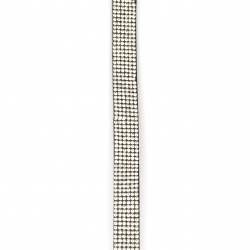 Лента от велур 13x3 мм с шест реда кристали черна -1 метър