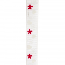 Not Available Online. You can also buy at EM ART stores and at +359 884 000 893 Braid satin 25 mm corduroy white hearts and flowers -2 meters