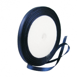 Dark Blue Satin Ribbon for Decoration, 6 mm, approximately ±22 meters