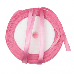 Satin Ribbon, Decoration, Sewing, Wedding, Hair Bow, DIY 6 mm pink dark ~ 22 meters