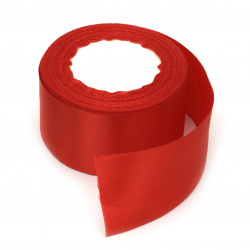 Satin Ribbon, 50 mm, Red, ±22 Meters