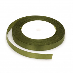 Satin Ribbon for Gifts and Flowers Decoration / 10 mm / Green ± 22 meters