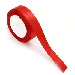 Red Satin Ribbon Roll / 25 mm ~ 22 meters