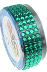 Лента 18 мм самозалепваща с 4 реда камъни зелени -50 см