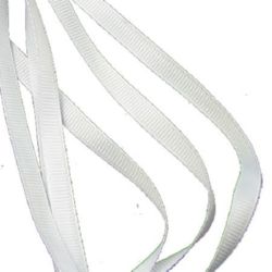 Ширит Сатен 6 мм рипс бял -10 метра