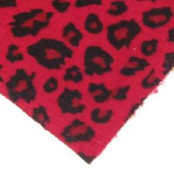 Velur A4 (21x29,7 cm)  desen leopard adeziv roșu 