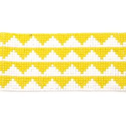 Self-adhesive Hot-fix Rhinestone Ribbon / 60 mm with 4 Rows of White and Yellow Stones - 40 cm