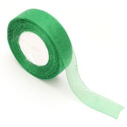 Organza ribbon 25 mm green -45 meters
