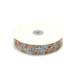 Nicht online verfügbar. Sie können auch in den EM ART Geschäften und unter +359 884 000 893 kaufen. Organza-Geschenkband 25 mm, Hellblau mit Blumenmuster - 3 m
