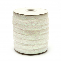 Polyester Glitter Ribbon / 10 mm /  White Rainbow - 10 meters