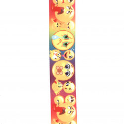 Polyester ribbon 25 mm rips emoticon -3 meters