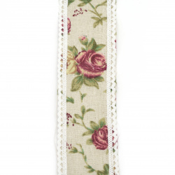 Βαμβακερή κορδέλα με δαντέλα 5x200 cm vintage