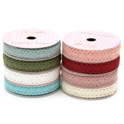 Ribbon lace cotton 15 mm  for Decoration assorted colors - 1.80 meters