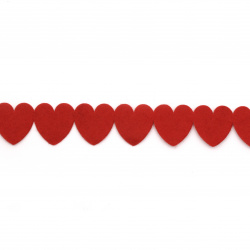 Textile Ribbon for Craft Projects and Decoration / Hearts / 25 mm Red - 9 meters
