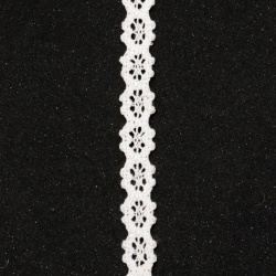 Лента дантела памук 12 мм цвят бял ~1.80 метра