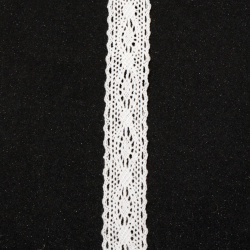 Лента дантела памук 20 мм цвят бял ~1.80 метра