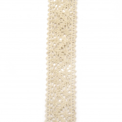 Δαντέλα κορδέλα βαμβακερή, 30 mm, μπεζ χρώμα ~ 1,80 μέτρα