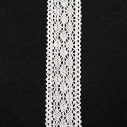 Лента дантела памук 40 мм цвят бял ~1.80 метра