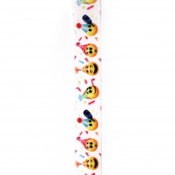 Polyester ribbon 25 mm rips emoticon -3 meters