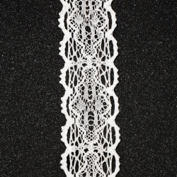 Лента дантела памук 50 мм цвят бял- 1 метър