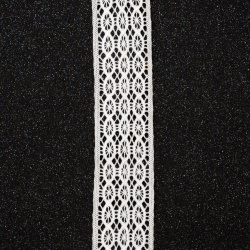 Лента дантела памук 35 мм цвят бял- 1 метър