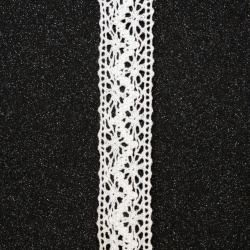 Κορδέλα δαντέλα βαμβακερή 30 mm χρώμα λευκό - 1 μέτρο