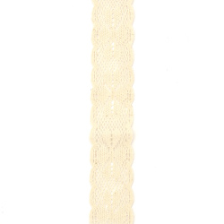 Κορδέλα δαντέλα βαμβακερή 30 mm χρώμα μπεζ - 1 μέτρο
