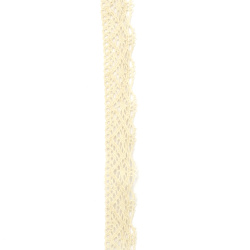 Decorative Cotton Lace Ribbon / 15 mm / Beige - 1 meter