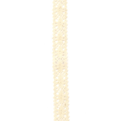Κορδέλα δαντέλα βαμβακερή 15 mm χρώμα μπεζ - 1 μέτρο