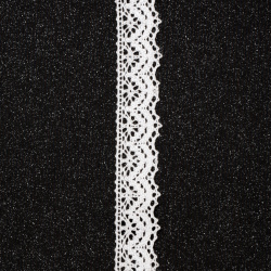 Panglică dantelă bumbac 20 mm culoare alb - 1 metru
