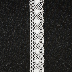 Panglică dantelă bumbac 30 mm culoare alb - 1 metru
