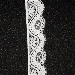 Дантелена лента еластична 40 мм бяла - 2 метра