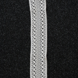 Дантелена лента еластична 30 мм бяла - 2 метра