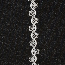 Crochet Lace Strip - Flower / 12 mm / White - 1 meter