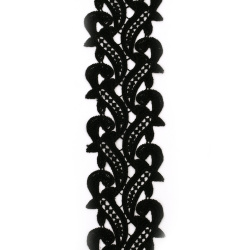 Crochet Lace Strip / 65 mm / Black - 1 meter