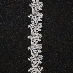 Crochet Lace Strip / 30 mm / White - 1 meter