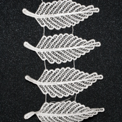 Crochet Leaf Lace Strip for Decoration / 50 mm / White - 1 meter