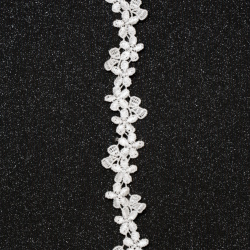 Ширит цвете плетен дантела 15 мм бял - 1 метър