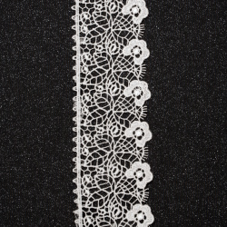Ширит  плетен дантела 50 мм бял - 1 метър