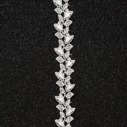 Ширит листо плетен дантела 15 мм бял - 1 метър