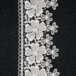 Crochet Flower Lace Edging / 90 mm / White - 1 meter
