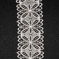Ширит цвете плетен дантела 80 мм бял - 1 метър