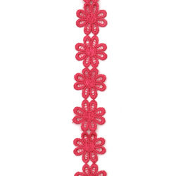 Dantela impletita cu flori late 25 mm culoare ciclamen - 1 metru