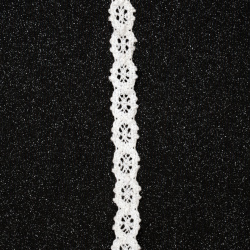 Κορδέλα δαντέλα βαμβακερή 15 mm χρώμα λευκό - 1 μέτρο