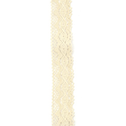 Decorative Cotton Lace Ribbon / 25 mm / Beige - 1 meter