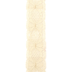 Лента дантела памук 55 мм цвят бежов - 1 метър