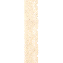 Cotton Lace Ribbon / 35 mm / Beige - 1 meter