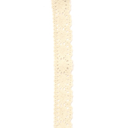 Κορδέλα δαντέλα βαμβακερή 20 mm χρώμα μπεζ - 1 μέτρο